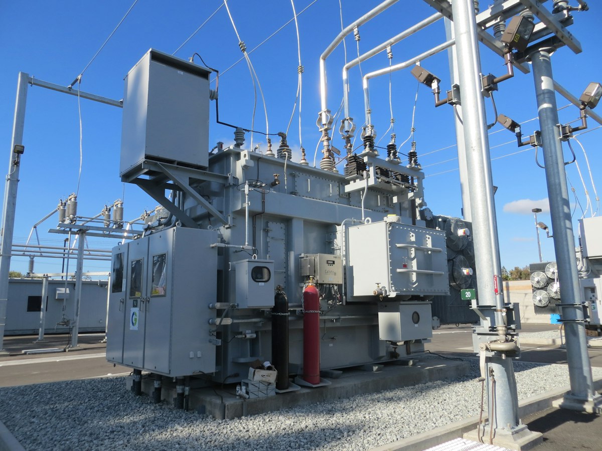 Power distribution equipment at an electrical substation